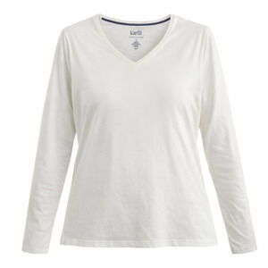 Croft & Barrow White 100% Cotton V-Neck Long Sleeve T-Shirt 1X